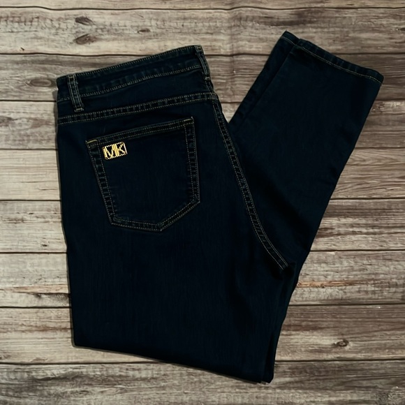 14P Michael Kors Dark Denim Jeans 14 Petite Izzy Skinny Mid Rise - Picture 2 of 5
